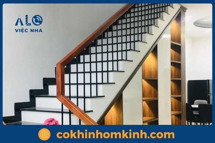 Cầu thang sắt tay vịn gỗ là gì?