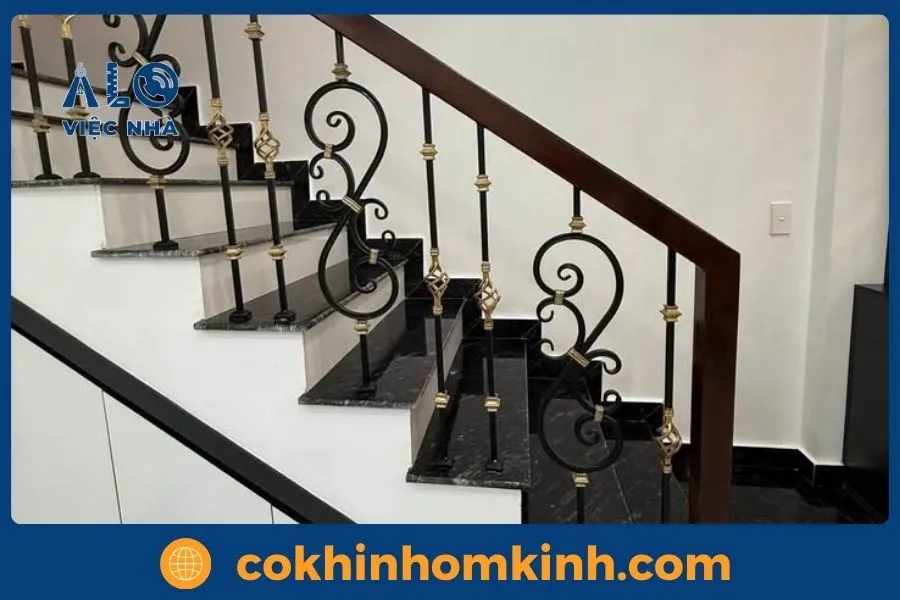 Lan can cầu thang sắt mẫu 1