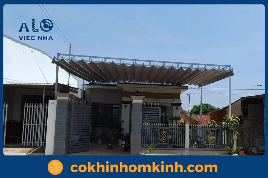 Giới thiệu dịch vụ thi công mái che xếp tại Cơ Khí Nhôm Kính