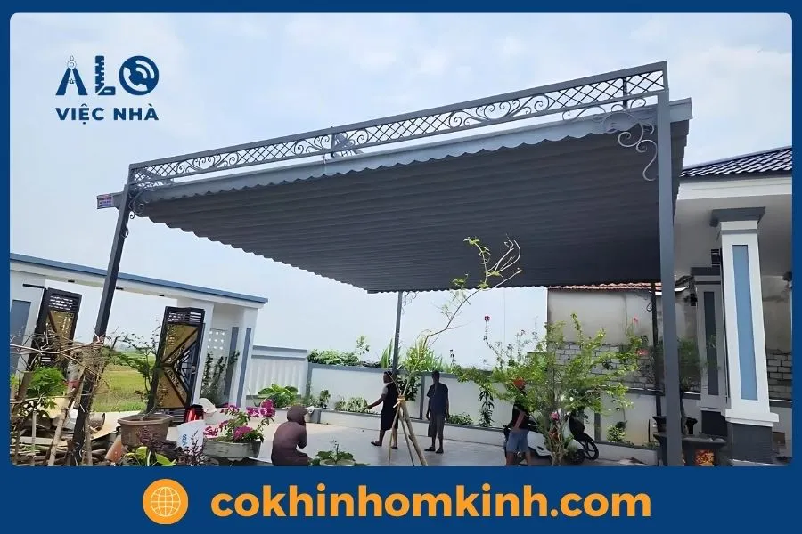 Quy trình thi công mái che xếp – Cơ Khí Nhôm Kính
