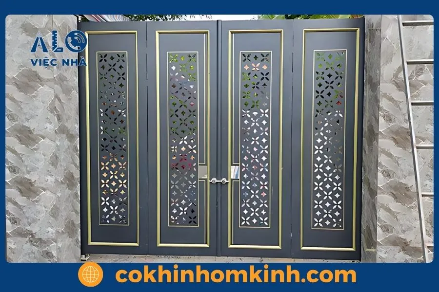99 Mẫu cửa cổng sắt 4 cánh đẹp đơn giản 6 Mẫu cửa cổng sắt 4 cánh đẹp đơn giản phù hợp cho không gian nhà phố hiện đại