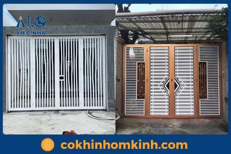 Mẫu cửa sắt 4 cánh hiện đại, sơn tĩnh điện